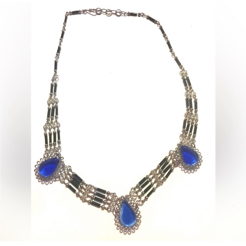 Peruvian silver and semi precious stones necklace